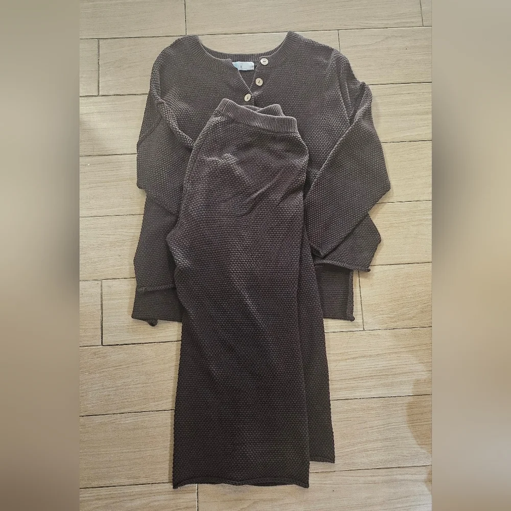 Free People Beach Cozy Brown Knit Lounge Set - Picture 4 of 4